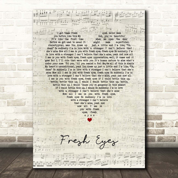 Andy Grammer Fresh Eyes Script Heart Song Lyric Print