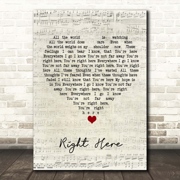 Kj Apa Right Here Script Heart Song Lyric Print