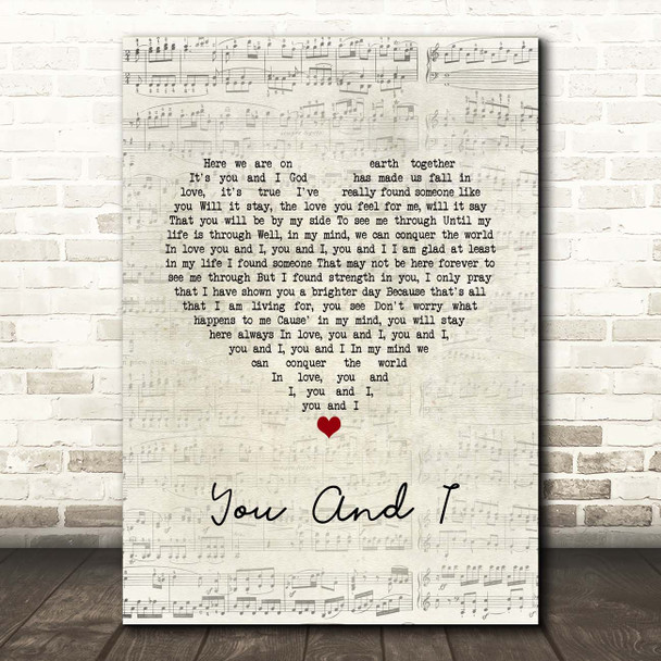 George Michael You And I Script Heart Song Lyric Print