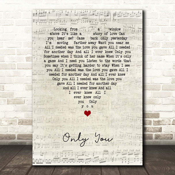 Alistair griffin Only You Script Heart Song Lyric Print