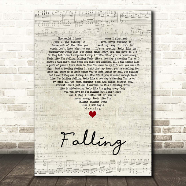 Gabrielle Falling Script Heart Song Lyric Print