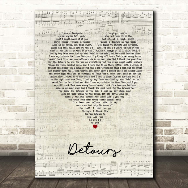 Jordan Davis Detours Script Heart Song Lyric Print