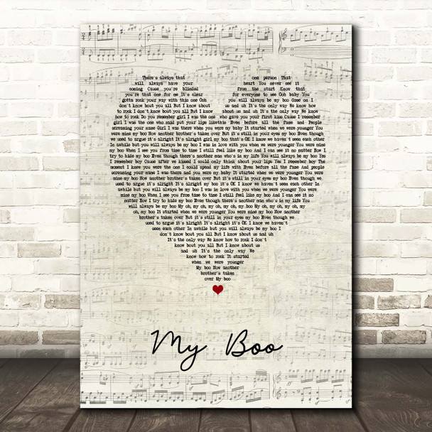 Usher My Boo Script Heart Song Lyric Print