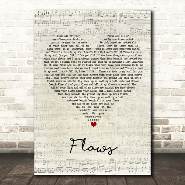 Bastille Flaws Script Heart Song Lyric Print