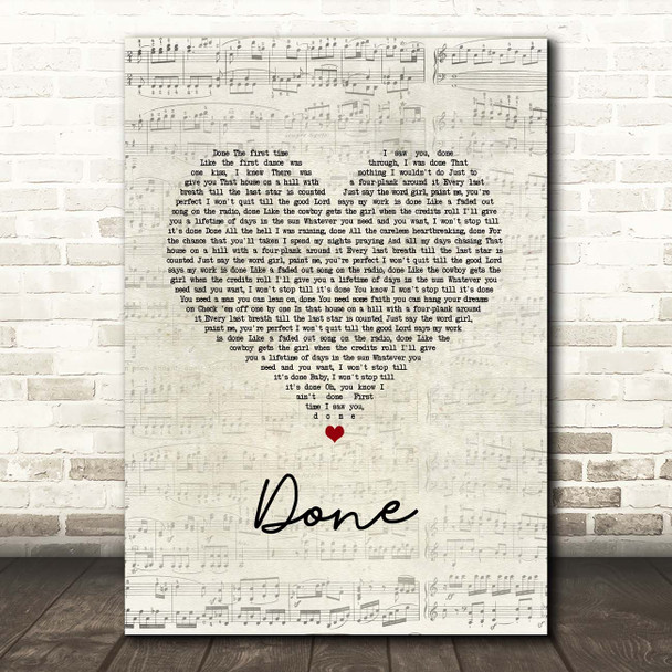 Chris Janson Done Script Heart Song Lyric Print