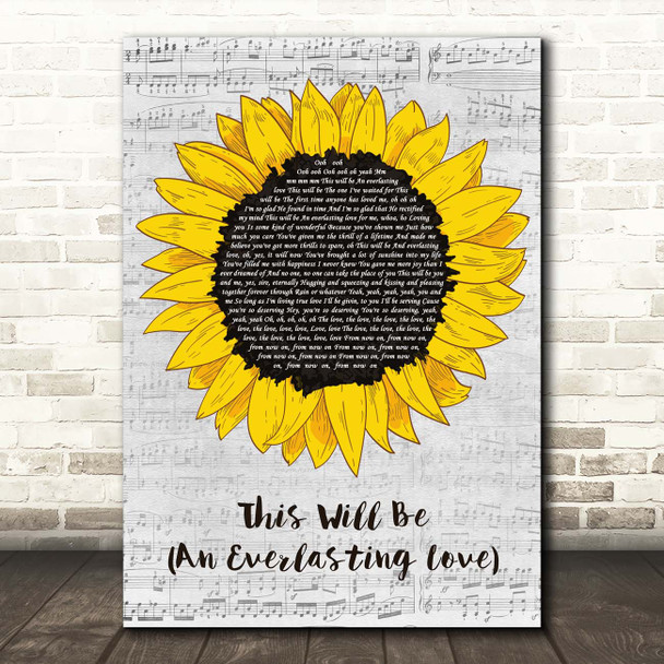 Natalie Cole This Will Be (An Everlasting Love) Grey Script Sunflower Song Lyric Print