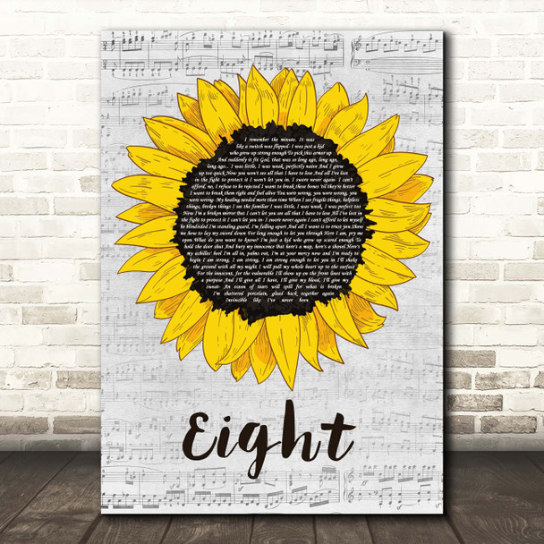 Sleeping At Last Eight Grey Script Sunflower Song Lyric Print