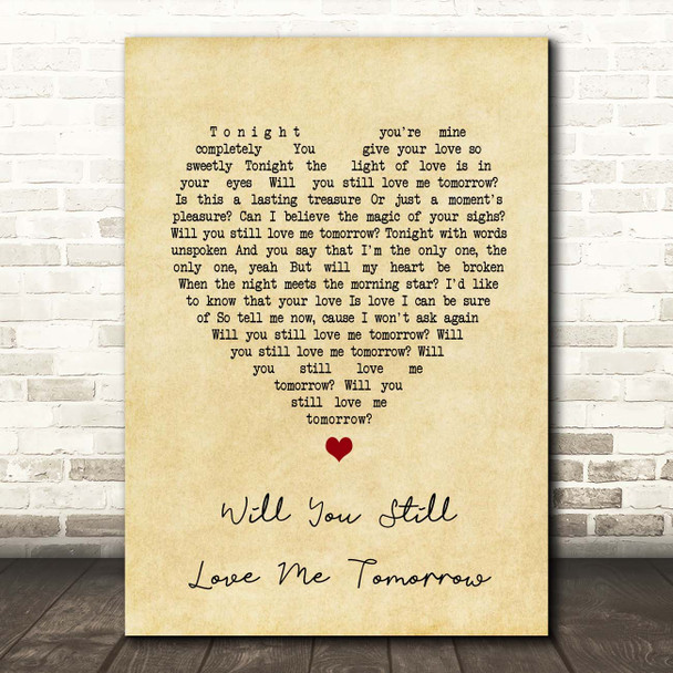 Amy Winehouse Will You Still Love Me Tomorrow Vintage Heart Song Lyric Print