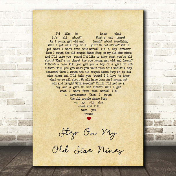 Stereophonics Step On My Old Size Nines Vintage Heart Song Lyric Print