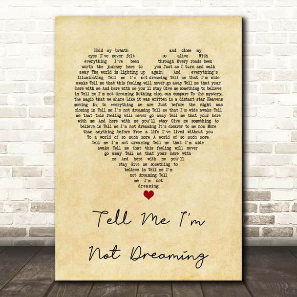 Katherine Jenkins Tell Me I'm Not Dreaming Vintage Heart Song Lyric Print