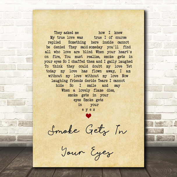 Platters Smoke Gets In Your Eyes Vintage Heart Song Lyric Print