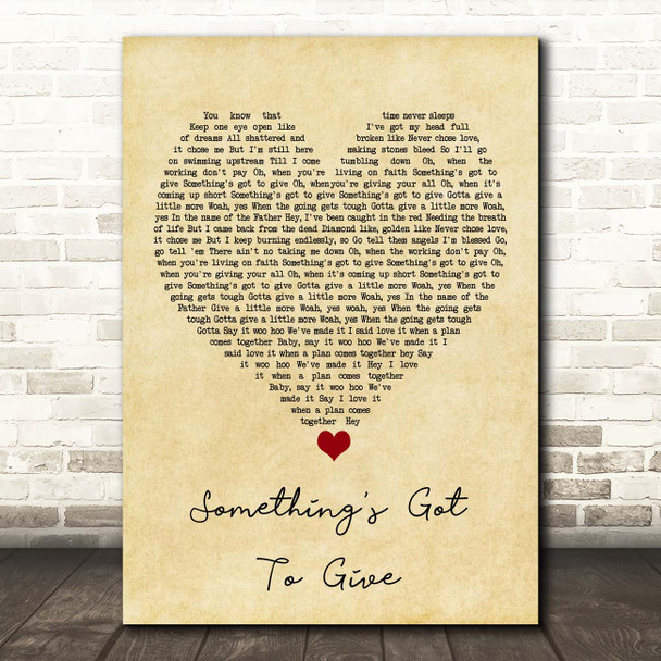 Labrinth Something's Got To Give Vintage Heart Song Lyric Print