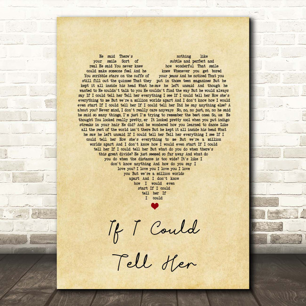 Ben Platt & Laura Dreyfuss If I Could Tell Her Vintage Heart Song Lyric Print