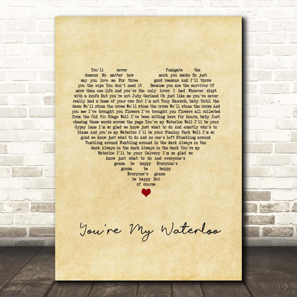 The Libertines You're My Waterloo Vintage Heart Song Lyric Print