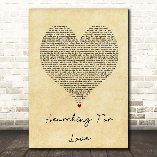 Akon Searching For Love Vintage Heart Song Lyric Print