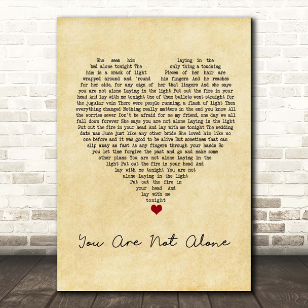 Patty Griffin You Are Not Alone Vintage Heart Song Lyric Print