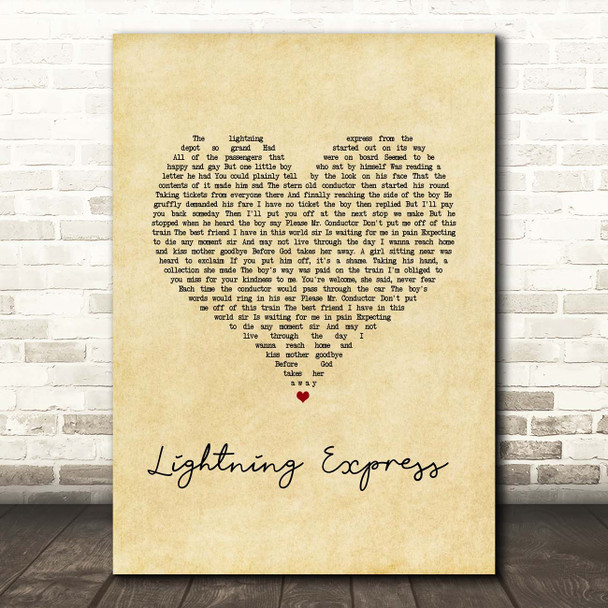 The Everly Brothers Lightning Express Vintage Heart Song Lyric Print