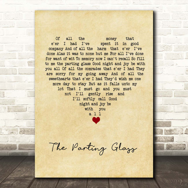 Hozier The Parting Glass Vintage Heart Song Lyric Print