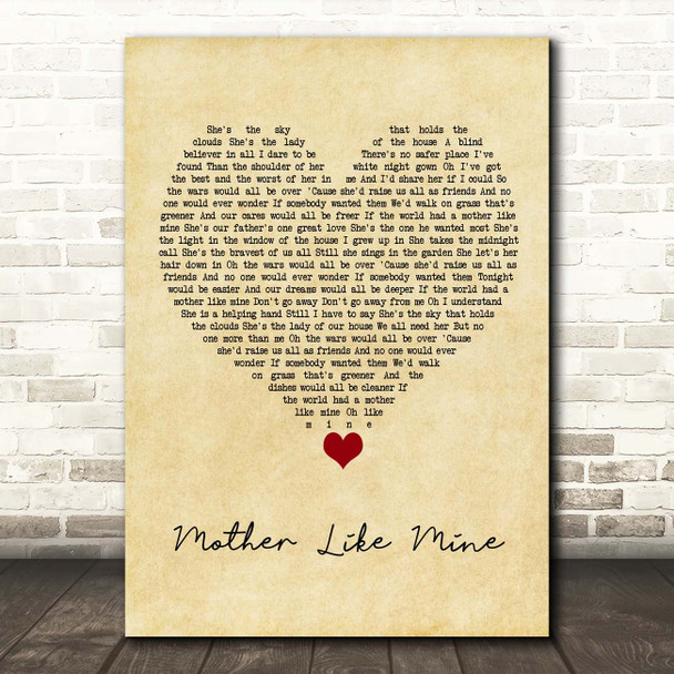 The Band Perry Mother Like Mine Vintage Heart Song Lyric Print