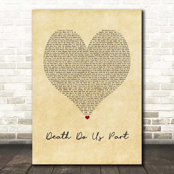 Bugzy Malone Death Do Us Part Vintage Heart Song Lyric Print