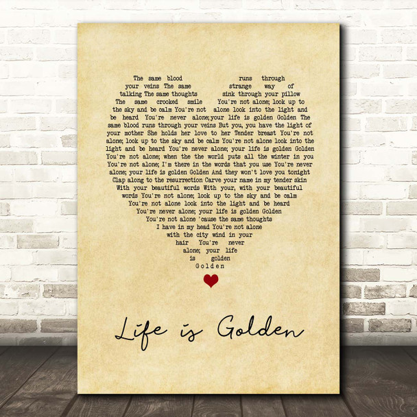 Suede Life is Golden Vintage Heart Song Lyric Print