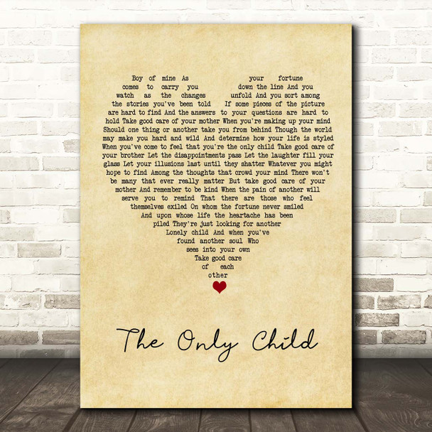 Jackson Browne The Only Child Vintage Heart Song Lyric Print