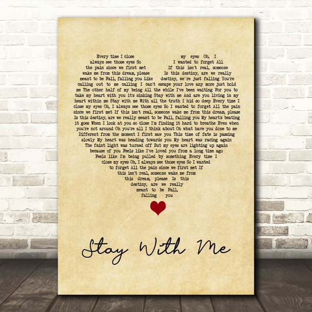 Chanyeol & Punch Stay With me Vintage Heart Song Lyric Print
