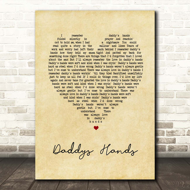 Holly Dunn Daddys Hands Vintage Heart Song Lyric Print