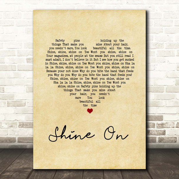 The Kooks Shine On Vintage Heart Song Lyric Print