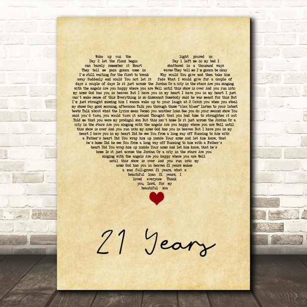 tobyMac 21 Years Vintage Heart Song Lyric Print