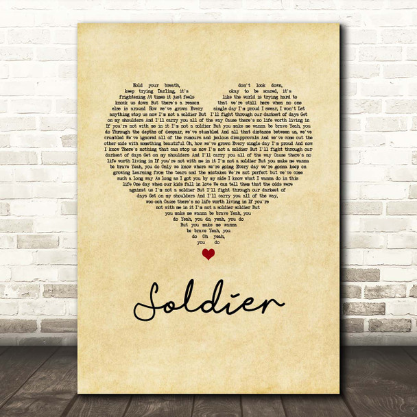 James TW Soldier Vintage Heart Song Lyric Print