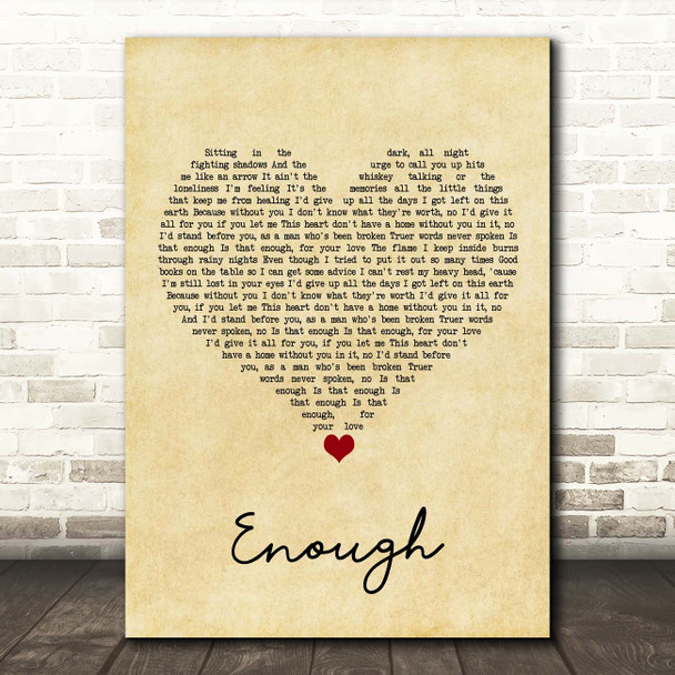 Alex Roe Enough Vintage Heart Song Lyric Print