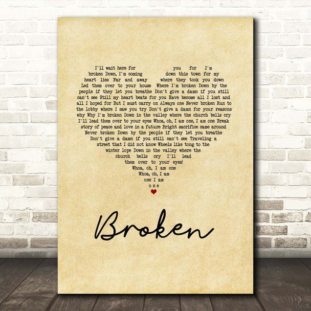 Jake Bugg Broken Vintage Heart Song Lyric Print