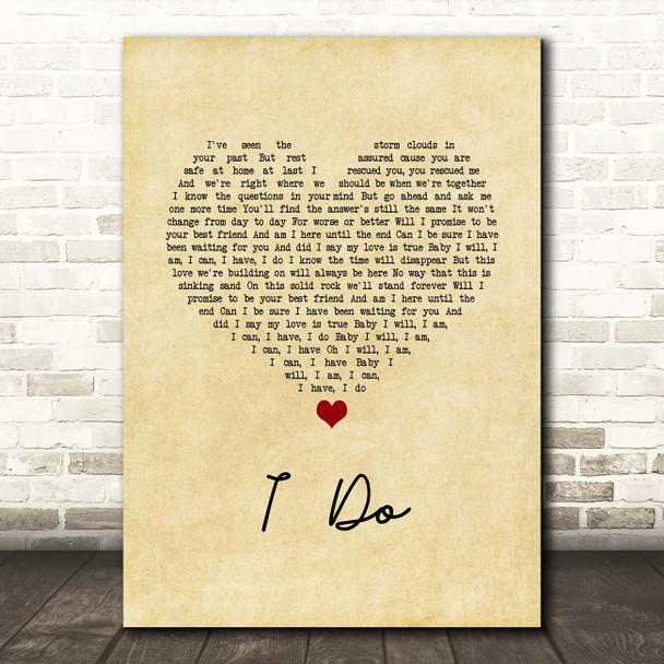 Paul Brandt I Do Vintage Heart Song Lyric Print