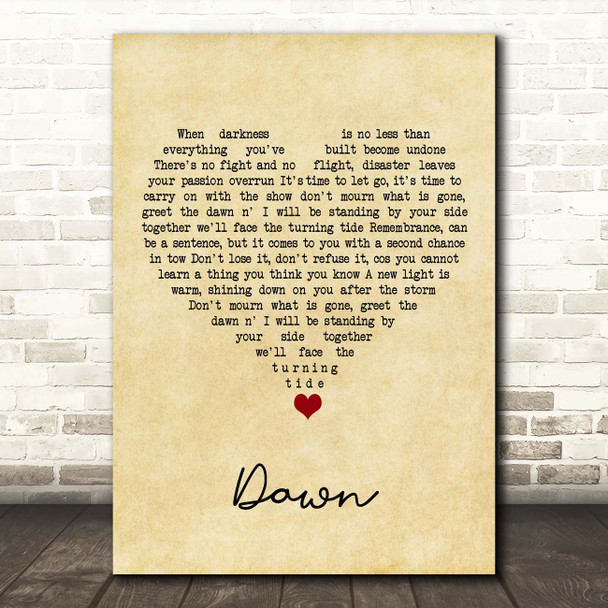 Poets Of The Fall Dawn Vintage Heart Song Lyric Print