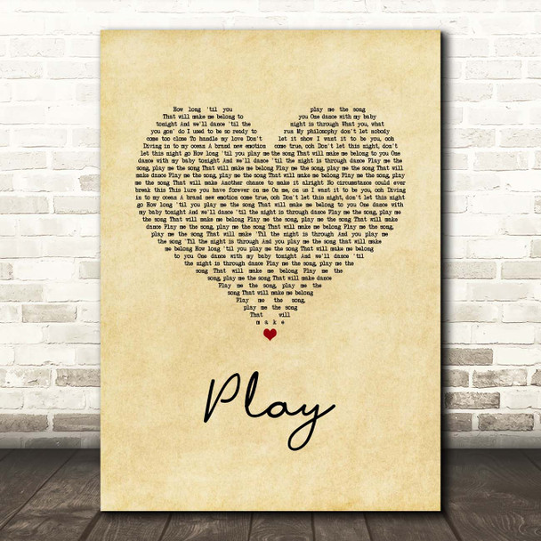 Jax Jones and Years & Years Play Vintage Heart Song Lyric Print