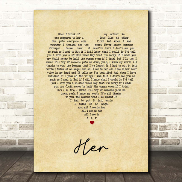 Anne-Marie Her Vintage Heart Song Lyric Print