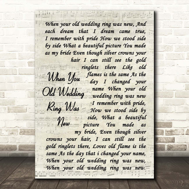 Jimmy Roselli When You Old Wedding Ring Was New Vintage Script Song Lyric Print