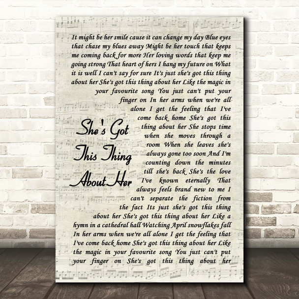 Chris Young She's Got This Thing About Her Vintage Script Song Lyric Print