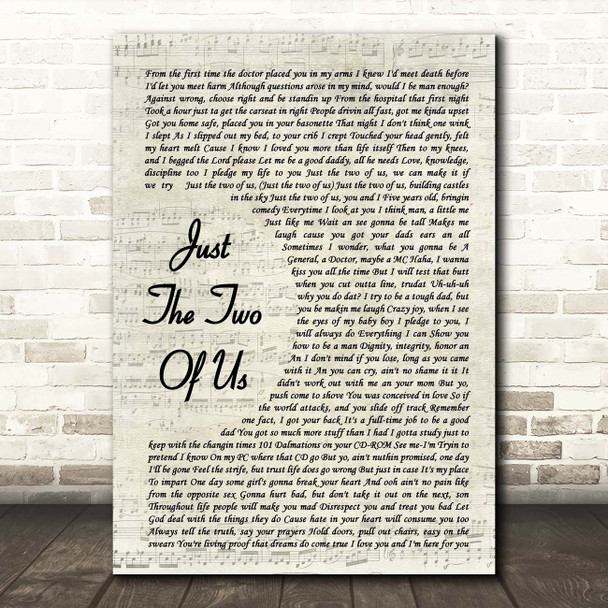 Will Smith Just The Two Of Us Vintage Script Song Lyric Print