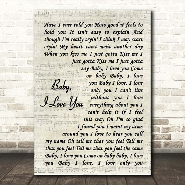 Ramones Baby, I Love You Vintage Script Song Lyric Print