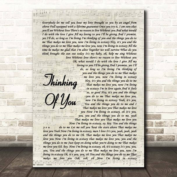 Sister Sledge Thinking Of You Vintage Script Song Lyric Print