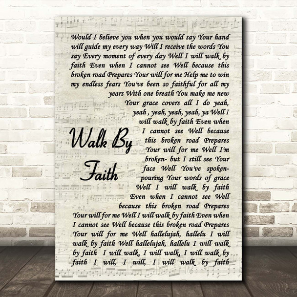 Jeremy Camp Walk By Faith Vintage Script Song Lyric Print