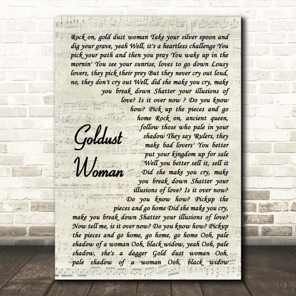 Stevie Nicks Goldust Woman Vintage Script Song Lyric Print