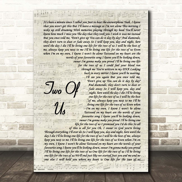 Louis Tomlinson Two Of Us Vintage Script Song Lyric Print