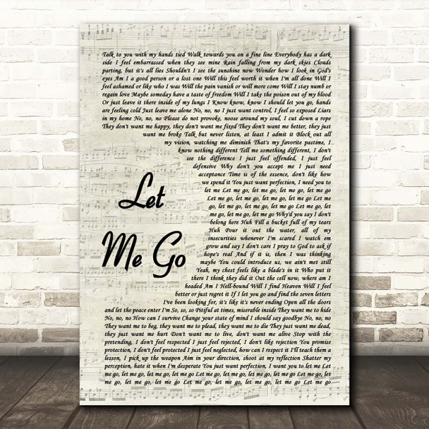 NF Let Me Go Vintage Script Song Lyric Print