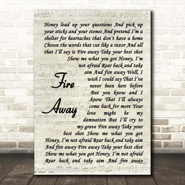 Chris Stapleton Fire Away Vintage Script Song Lyric Print