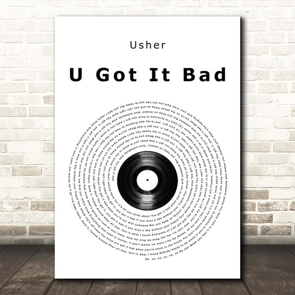 Usher U Got It Bad Vinyl Record Song Print