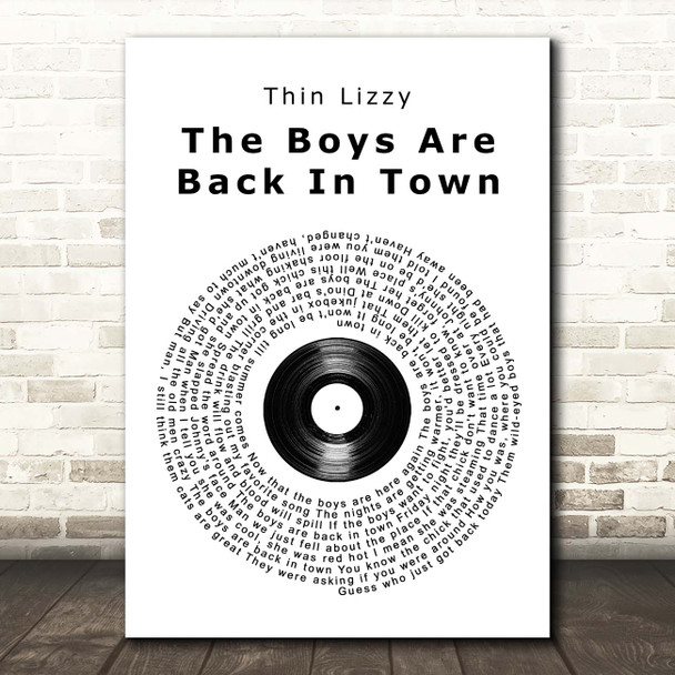 Thin Lizzy The Boys Are Back In Town Vinyl Record Song Lyric Print