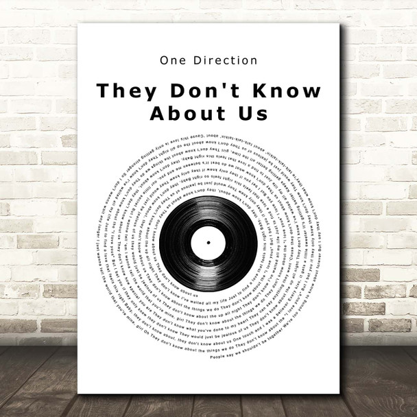 One Direction They Don't Know About Us Vinyl Record Song Lyric Print